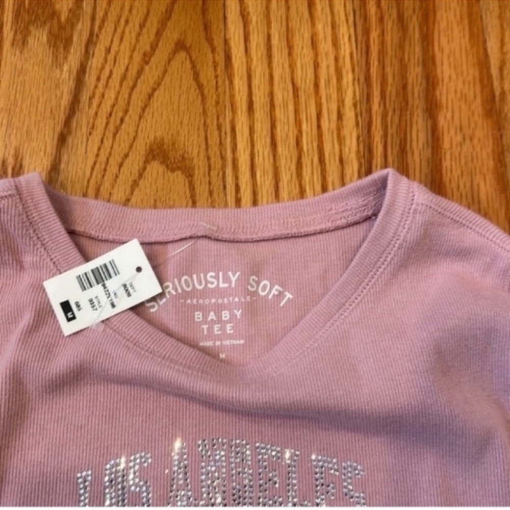 NWT Aeropostale Long Sleeve Baby Tee-Pink, Size Medium - Picture 3 of 7